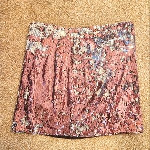 Festive Sequin Skirt - pink and silver